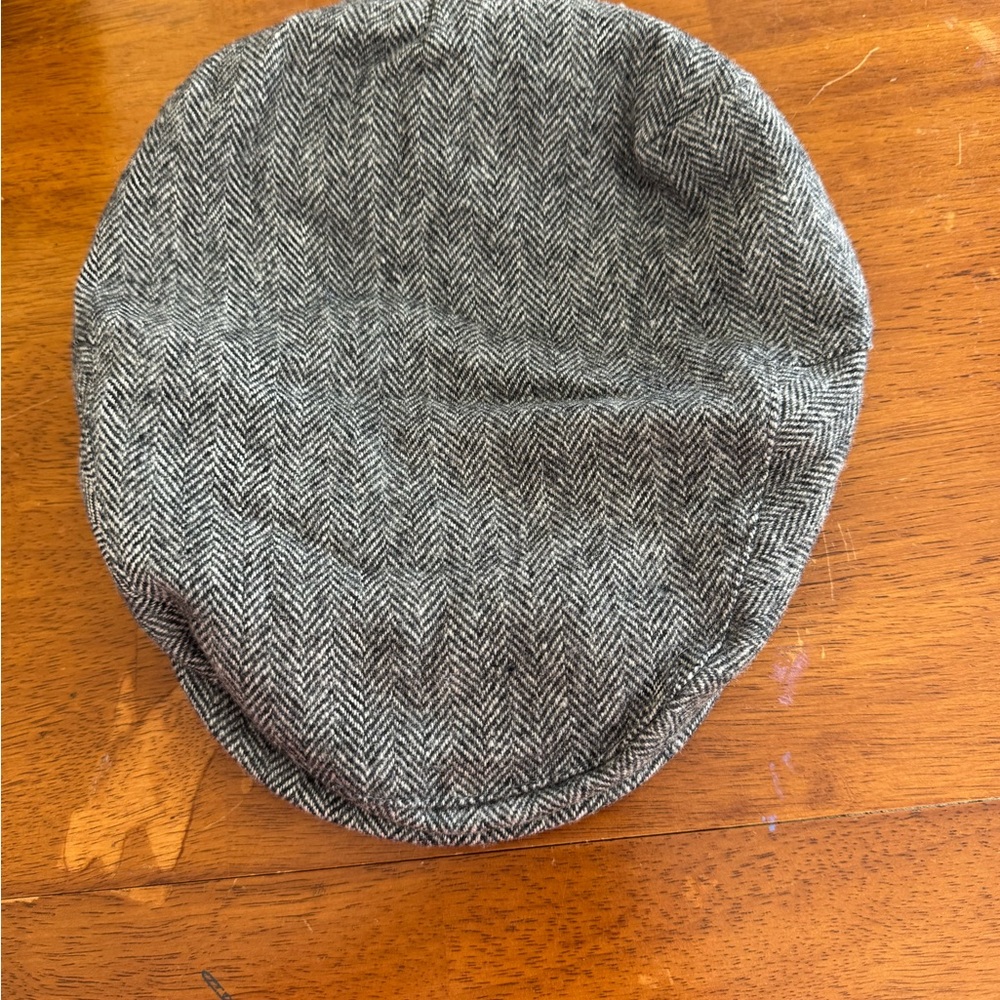 Burton menswear Gray Herringbone Flat Cap scally cap medium snap #football